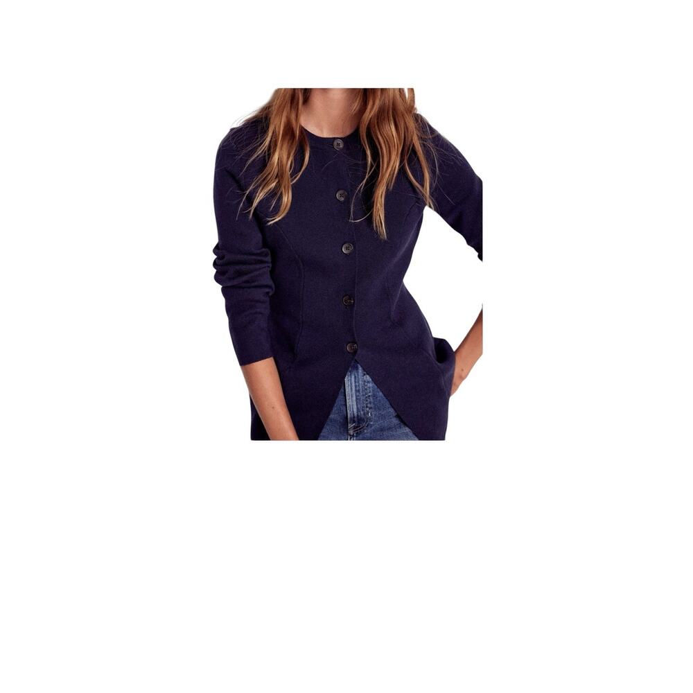 BODEN Joanna Cotton Knit Jacket Button Down Navy Blue Style Sz 8 - Picture 8 of 10